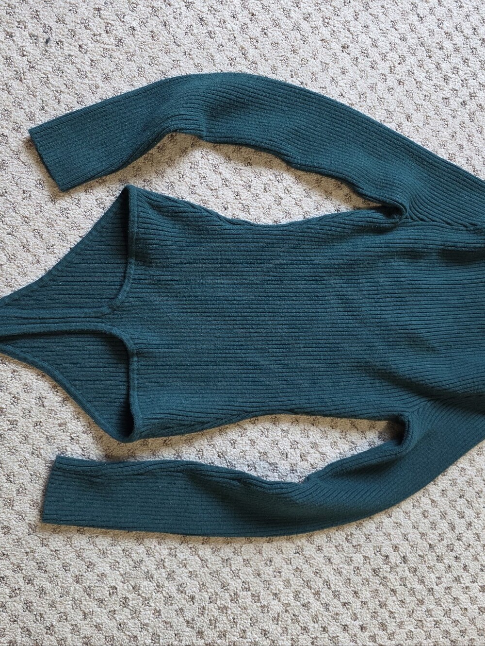 Abercrombie & Fitch Dark Teal Ribbed Sweetheart Neckline Sweater Thong Bodysuit - Picture 8 of 8